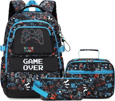 Schoolrugzak Set - Gamer Tas - School en Reizen - Reflecterende Strepen - 15.6 Inch Laptop - Blauw