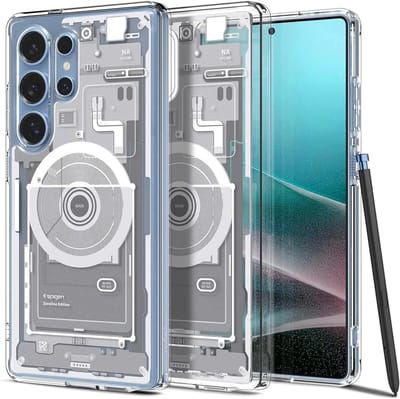 Spigen Ultra Hybrid MagFit - Hoesje Geschikt voor Samsung Galaxy S25 Ultra - Compatibel met MagSafe / Qi2 - Back Cover Zero One Wit