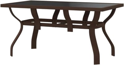 Klassieke tuintafel - Buitenmeubel - Terras Genieten - Gehard glas blad - 140 x 70 cm - Bruin zwart