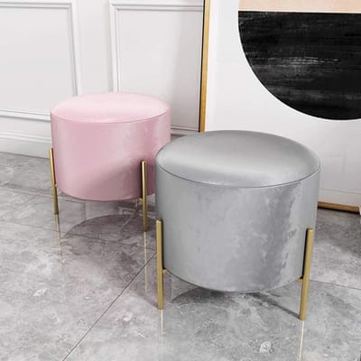 Gestoffeerde Poef - Voetenbank Zetel - Make-up Zitten - Antislip Mat - Goud