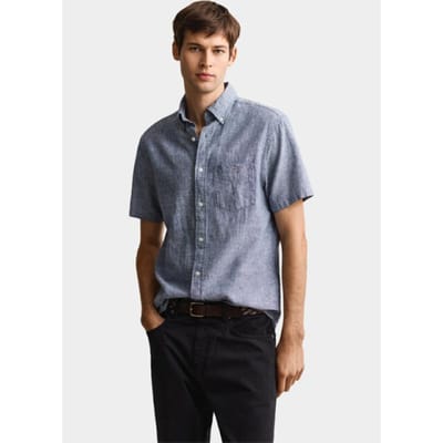 Gant overhemd korte mouw heren Blauw Overoverhemd met korte mouwen 3250083/442