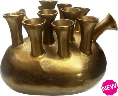 Toetervaas Assen | 12 Toeters | Tulpenvaas | Goud - Gold | L50 x B40 x H35 cm