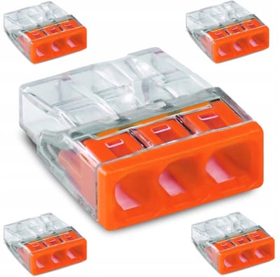 WAGO 2273-203 - 3-Voudige lasklem - Push-in voor massieve aders - 0,5-2,5mm² - 5 Stuks