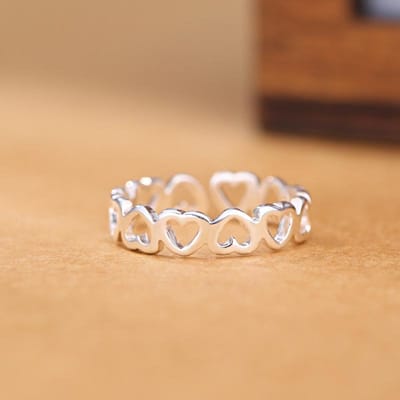 925 Zilver Hart Dating Ringen Voor Vrouwen Verloving Bruiloft Sieraden Accessoires Alles Sieraden resizable beige