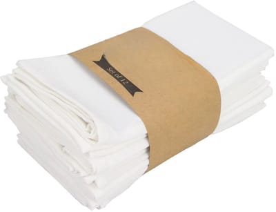 Set van 12 Katoen-Linnen Servetten 40x40 cm – Herbruikbare Stoffen Tafelservetten, Linnen Servetten, Tafeldecoratie, Placemats en Keukendoeken voor Eettafel, Diner en Feestjes - wit