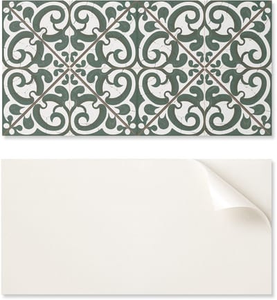 Bedrukt vinyl wandpaneel voor de eetkamer, 100x50 cm, met plantmotieven.