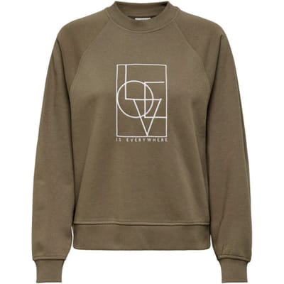 Jacqueline de Yong Trui Jdybambi L/s Emb Sweat Jrs 15334006 Walnut/ Love Emb Dames Maat - XL