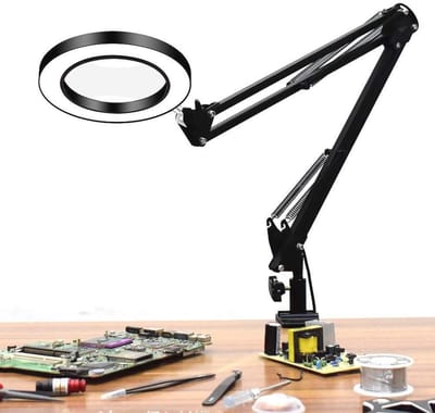 5x LED Vergrootglas Bureaulamp met Klem - USB-Aangedreven Dimbare Lamp met 3 Kleurmodi