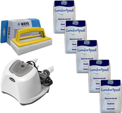 Intex - Zoutwatersysteem 26670GS & Zwembadzout 100 kg & WAYS Scrubborstel