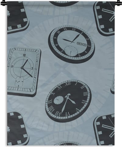 Wandkleed - Wanddoek - Klok - Patronen - Vintage - 90x120 cm - Wandtapijt