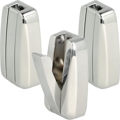 SOTECH 3-delig opklapbare haken HIPPO gepolijst chroom met veer Metalen jashaken, ruimtebesparend, ideaal voor kleine ruimtes zoals in caravans
