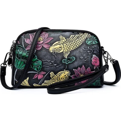 Nouveau Sac Imprimé Rétro Mode Fuguiyu Gaufré Couleur Frottée Bandoulière Grande Capacité Oblique Coque Pochette gray