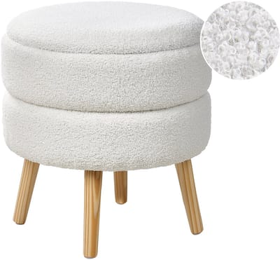 OKATON - Hocker met opbergruimte - Wit - Bouclé
