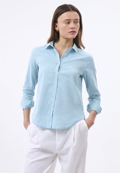 Felix Hardy Linnen Katoen Blend Shirt - Overhemd Dames Turquoise - M
