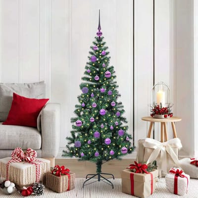 vidaXL - Kunststof - Voorverlichte - Kerstboom - Groen - 150 - cm - PVC - en - Metalen