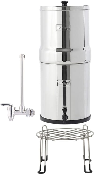 Big Berkey Set: Waterfilter 8,5L + RVS 7 inch Spigot + Standaard