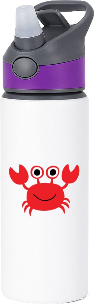 Hacebo® - Krab waterfles met rietje paars - Kreeft - Dieren liefhebbers - Kreeftachtigen - schaaldieren - water fles - 650ML