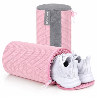 Schoenwaszak - Waszak voor schoenen - Herbruikbaar - Wasmachine&Droger - voor Sneakers en Tennisschoenen- Pink/Grijs