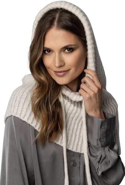 Vivisence Dames Winter Capuchon - Zachte Mix Van Lamswol En Katoen Met Verstelbaar Trekkoord En Lang Voorpand - Comfortabele Warmte En Windbescherming Past Onder Een Jas En Verfrist Elke Dagelijkse Outfit - Beige