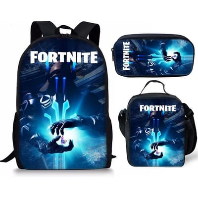 Ensemble de Sac à Dos Imprimé Dessin Animé Fortnite Sac d'Ordinateur Léger Sac d'École pour Homme et Femme Three-piece set