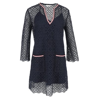 Sandro Paris kanten minijurk in marineblauw polyester