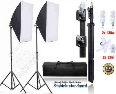 HiCHiCO® Softbox fotostudio set - Softbox Studiolamp – Studioflitser continu fotostudio-apparatuur - Softboxen Fotografie Foto Studio Verlichting Kit - Fotolamp Fotografie Softbox Studiolampen 1SET/2PCS