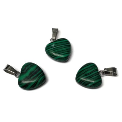 Aramat Jewels | Hangers | Natuursteen Malachiet Hartvormige Hanger | | | |15mm | Staal | Volwassenen | Verkleurd niet