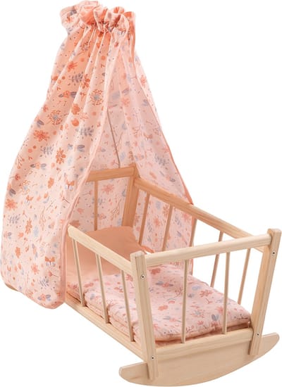 howa Poppen Schommelbedje Poppenbed "miniflowers" , van hout 1706
