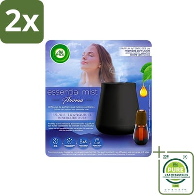 Air Wick Essential Mist - Automatische Luchtverfrisser Kit - Innerlijke Rust - Eucalyptus & Lavendel - Voordeelverpakking - 2 stuks - Luchtverfrisser - Aromatherapie