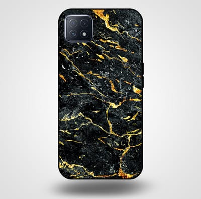Smartphonica Telefoonhoesje voor OPPO A53 5G / A72 5G / A73 5G met marmer opdruk - TPU backcover case marble design - Goud Zwart geschikt voor Oppo A53 5G;Oppo A72 5G;Oppo A73 5G