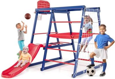 Klimspeelgoed Set - Speeltoren Speeltoestel - Binnen Buiten Spelen - 7-in-1 Combinatie - 150 x 142 x 146 cm