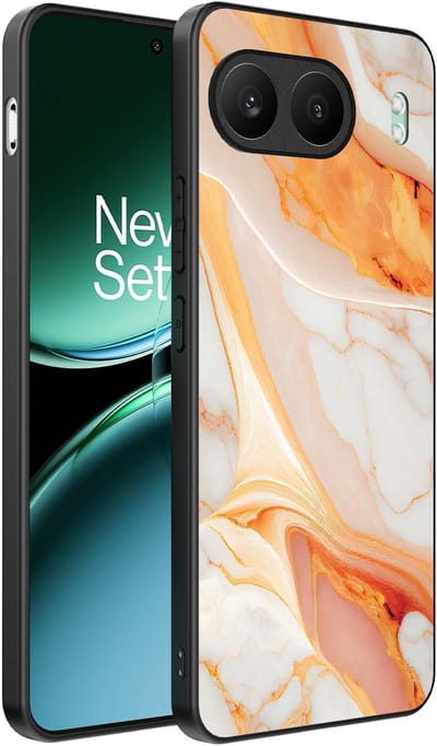 Smartphonica Telefoonhoesje Geschikt voor OnePlus Nord 4 met marmer opdruk - TPU backcover case marble design - Oranje geschikt voor OnePlus Nord 4