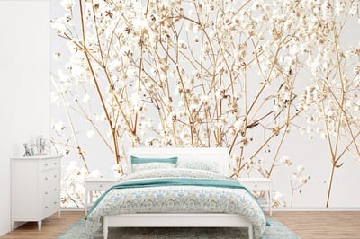 Behang - Fotobehang Natuur - Takken - Bloemen - Breedte 600 cm x hoogte 400 cm
