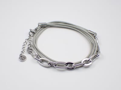 Colure® wikkelarmband jasseron robuust ovaal gecombineerd grijs
