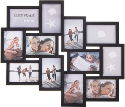 Springos Fotolijst - 12 Foto's - Collage - Staand/Liggend - 59 x 50.5 cm - Zwart