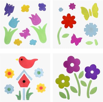 4 Stuks Lente Zomer Gel Raamstickers, Jelly Bloemenstickers, Seizoensgebonden Raamdecoratie voor Kinderen en Thuisgebruik