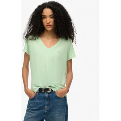 Superdry Ruimvallend Geborduurd T-shirt met V-hals Groen Grootte: 42