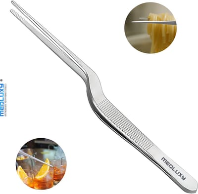 MEDLUXY® Keukenpincet MK0223 - RVS - 20 cm - Bajonetvormig – Professionele & Robuuste Kookpincet – Ideaal als Sushi Pincet & Serveerpincet