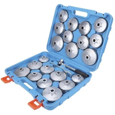 Qiilu Jeu de clés pour filtre à huile 23pcs Kit d'Outils de Dissolvant Adaptateur de Douille de Retrait de Clé de Filtre à Huile