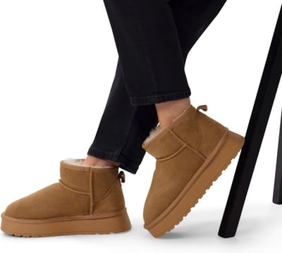 Manfield - Dames - Cognac suède snowboots - Maat 38