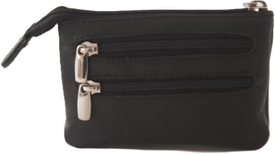 Oi zwart lederen geld-etui small / zeer zacht portemonneetje met sleutelring / soft lederen beursje uniseks met veel ritsjes / Sleuteletui / Riemportemonneetje / small / zwart leer /432