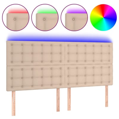 vidaXL - Hoofdbord - LED - 180x5x118/128 - cm - kunstleer - cappuccinokleurig