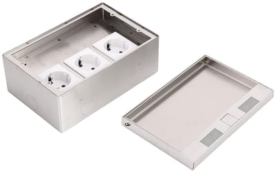 Set van Inbouw Vloerkast met 16 Amp RVS Veiligheidsstopcontacten en 3 EU Aansluitingen, Waterdichte Vloerplug voor Thuis en Kantoor, Ideaal voor Elektriciteitsbehoeften en Ruimtebesparing