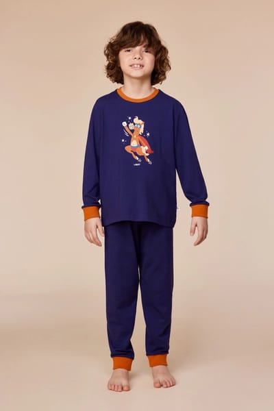 Woody pyjama jongens/heren - donkerblauw - pony - 252-10-PLE-Z/893 - maat 140