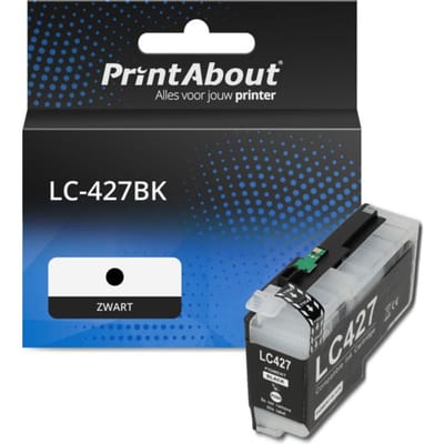 PrintAbout huismerk Inktcartridge LC-427BK Zwart Geschikt voor Brother