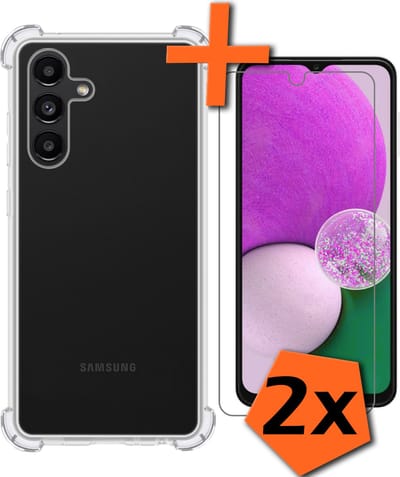 Hoes - Met Screenprotector - 2 Stuks - Geschikt voor Samsung Galaxy A13 5G - Sterk & Shockproof - Siliconen Case - Back Cover - Telefoon Hoes - Shock Proof - Transparant