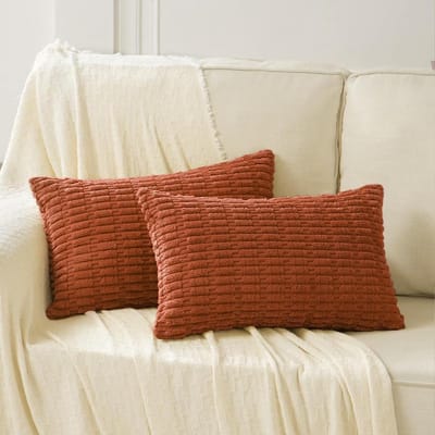 Decoratieve Kussenslopen - Sierkussens - Woonkamer Decoratie - Zacht Corduroy Materiaal - 40 x 60 cm - Verbrand Oranje