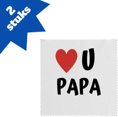 Akyol - love u papa brillendoekjes - Vader - de liefste papa - vader cadeautjes - vaderdag - verjaardag - geschenk - kado - 17,8 bij 17,8 cm - 2 stuks