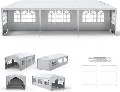 Feesttent Paviljoen - Tuinpaviljoen Partytent - Buitenfeesten Organiseren - Waterdicht UV-bescherming - 3 x 9 Meter - Grijs