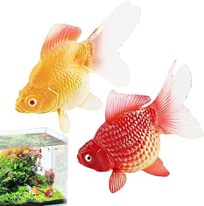 KZQ 2-delige set realistische kunstgoudvissen van plastic, geschikt als aquariumdecoratie, perfect voor thuis, op kantoor en in een aquarium; een ideaal cadeau voor collega's en vrienden.